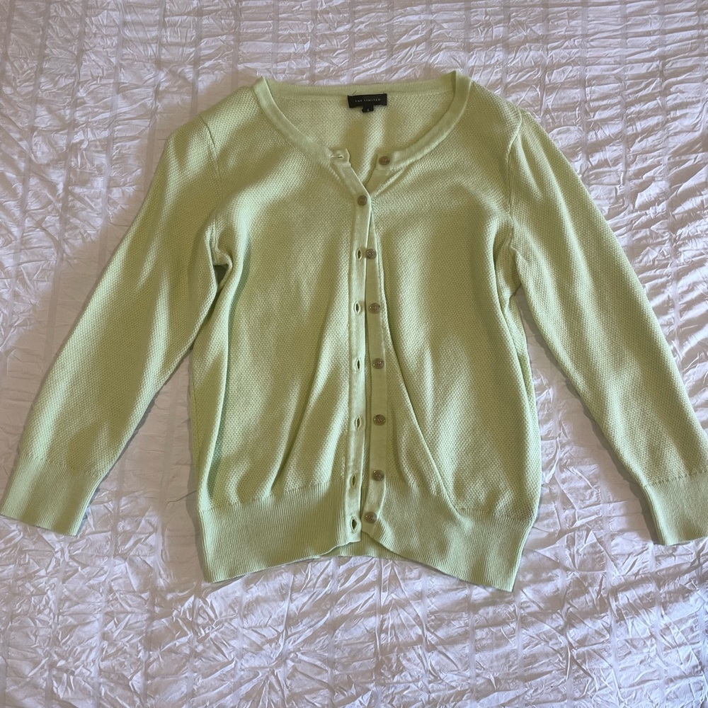 The Limited Green Cardigan Sweater